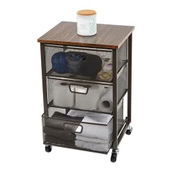 Mind Reader 3-Drawer Rolling Storage Cart Multipurpose Portable Cabinet with Wheels, 24-1/4