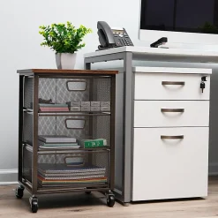 Mind Reader 3-Drawer Rolling Storage Cart Multipurpose Portable Cabinet with Wheels, 24-1/4