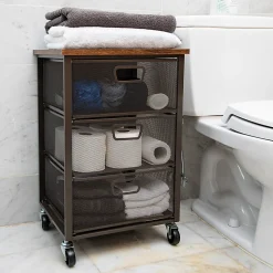 Mind Reader 3-Drawer Rolling Storage Cart Multipurpose Portable Cabinet with Wheels, 24-1/4