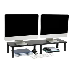 Mind Reader Dual-Monitor Stand, 6-1/2"H x 11"W x 38-1/2"D, Black