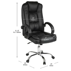 Mind Reader Ergonomic Faux Leather High-Back Executive Office Chair, 45-49"H, Black