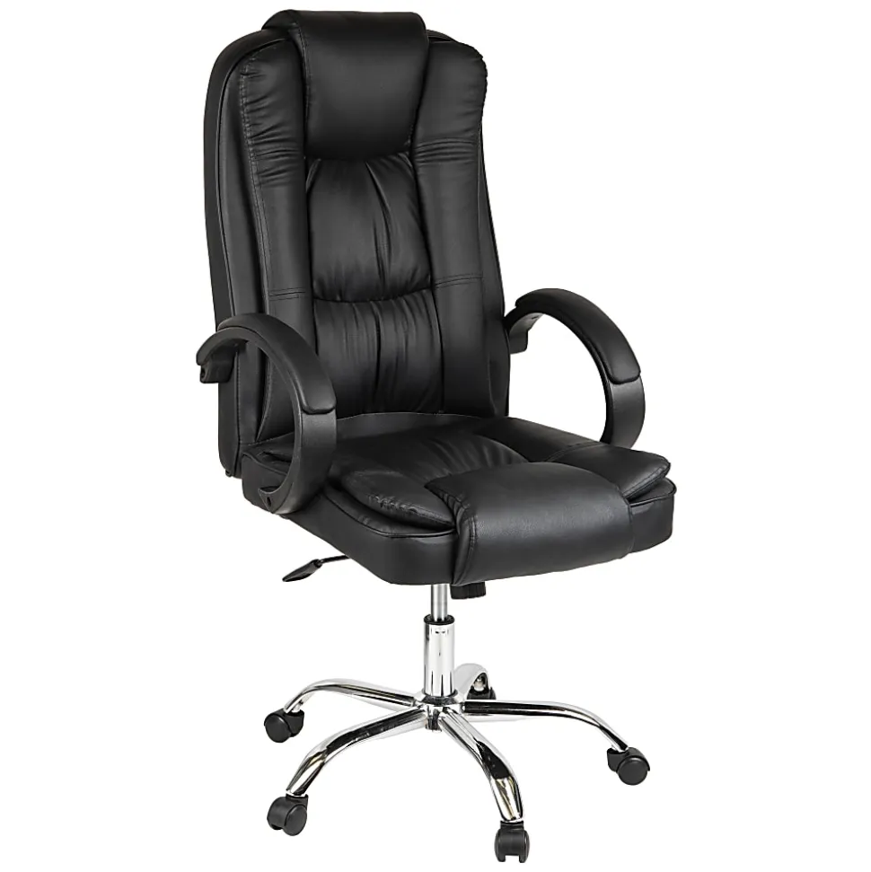 Mind Reader Ergonomic Faux Leather High-Back Executive Office Chair, 45-49"H, Black