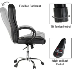 Mind Reader Ergonomic Faux Leather High-Back Executive Office Chair, 45-49