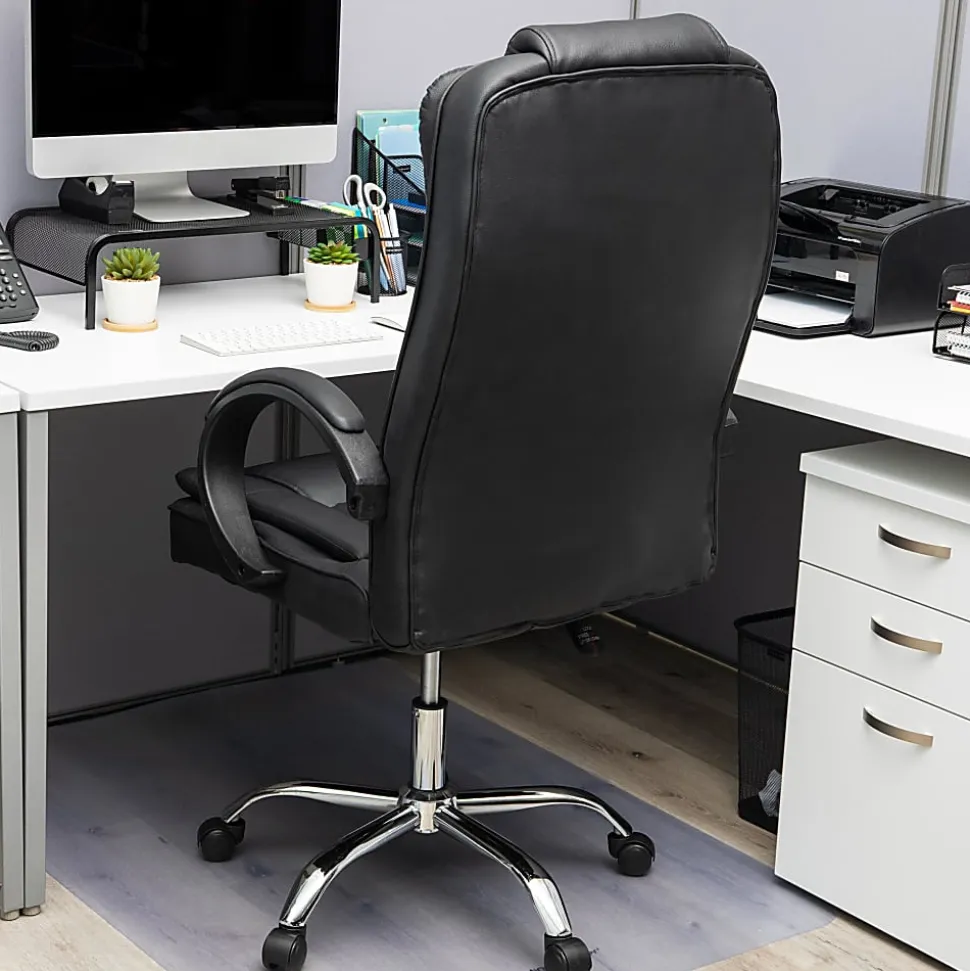 Mind Reader Ergonomic Faux Leather High-Back Executive Office Chair, 45-49"H, Black