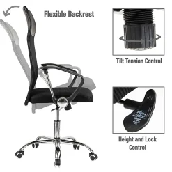 Mind Reader Ergonomic Mesh High-Back Swivel Executive Office Desk Chair, 42 1/2-47