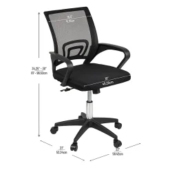 Mind Reader Ergonomic Mesh Mid-Back Swivel Executive Office Chair, Black