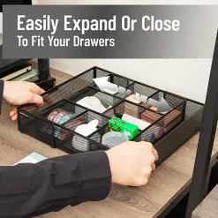 Mind Reader Expandable Mesh Desk Drawer Organizer, 2-3/4”H x 12”W x 17-1/8”D, Black, Total Qty 1