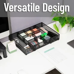 Mind Reader Expandable Mesh Desk Drawer Organizer, 2-3/4”H x 12”W x 17-1/8”D, Black, Total Qty 1