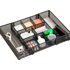 Mind Reader Expandable Mesh Desk Drawer Organizer, 2-3/4”H x 12”W x 17-1/8”D, Black, Total Qty 1