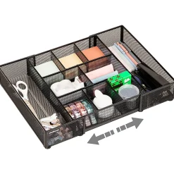 Mind Reader Expandable Mesh Desk Drawer Organizer, 2-3/4”H x 12”W x 17-1/8”D, Black, Total Qty 1