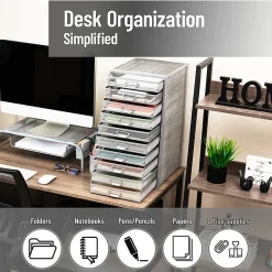 Mind Reader File Storage Drawers Multi-Purpose Desk Organizer, 21-1/4"H x 14"W x 10-3/4"D, Silver
