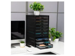 Mind Reader File Storage Drawers Multi-Purpose Desk Organizer, 21-1/4"H x 14"W x 10-3/4"D, Black