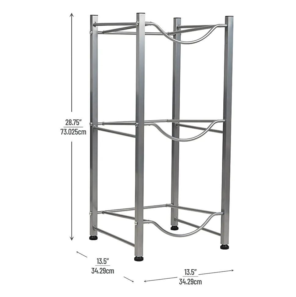 Mind Reader 5 Gallon Water Jug Stand Metal 3 Tier Water Cooler Stand, 28-3/4"H x 13 1/2"W x 13 1/2"D, Silver