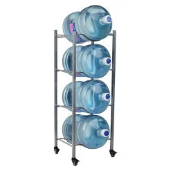 Mind Reader 5 Gallon Water Jug Stand Water 4-Tier Water Cooler Rack Wheels, 41