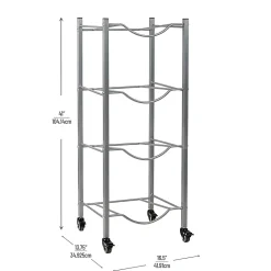 Mind Reader 5 Gallon Water Jug Stand Water 4-Tier Water Cooler Rack Wheels, 41