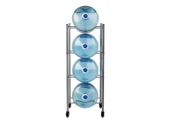 Mind Reader 5 Gallon Water Jug Stand Water 4-Tier Water Cooler Rack Wheels, 41