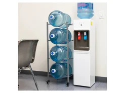 Mind Reader 5 Gallon Water Jug Stand Water 4-Tier Water Cooler Rack Wheels, 41