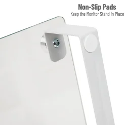Mind Reader Glass Desktop Monitor Stand Riser for Computer, Laptop, Desk, 3