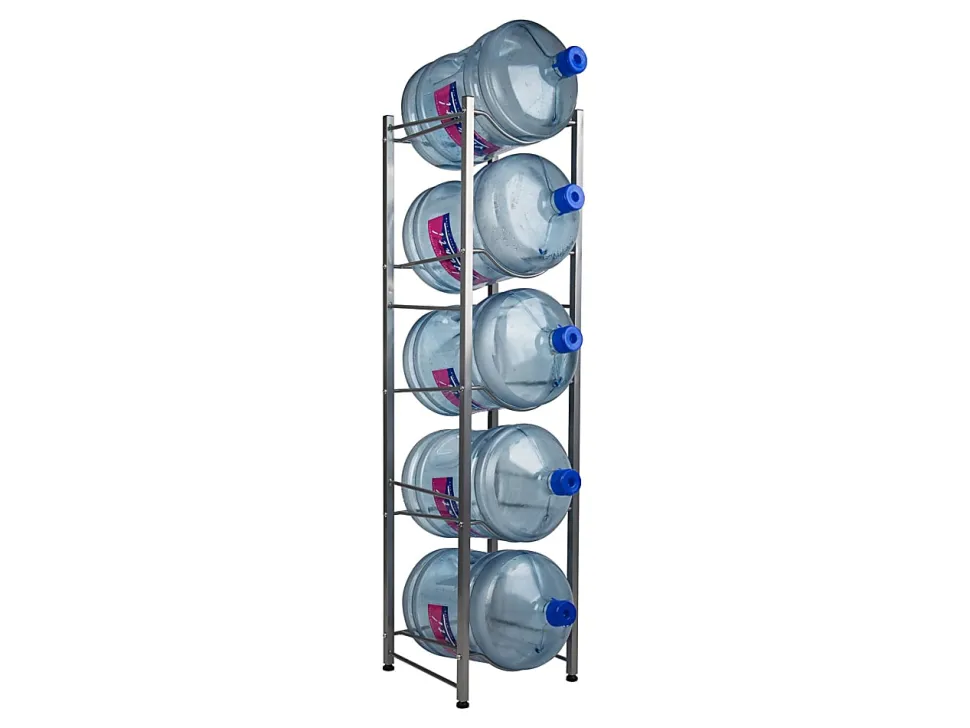 Mind Reader Heavy Duty 5-Tier Water Jug Stand, Metal, 54"H x 13-1/2" L x 13-1/2"W, Silver