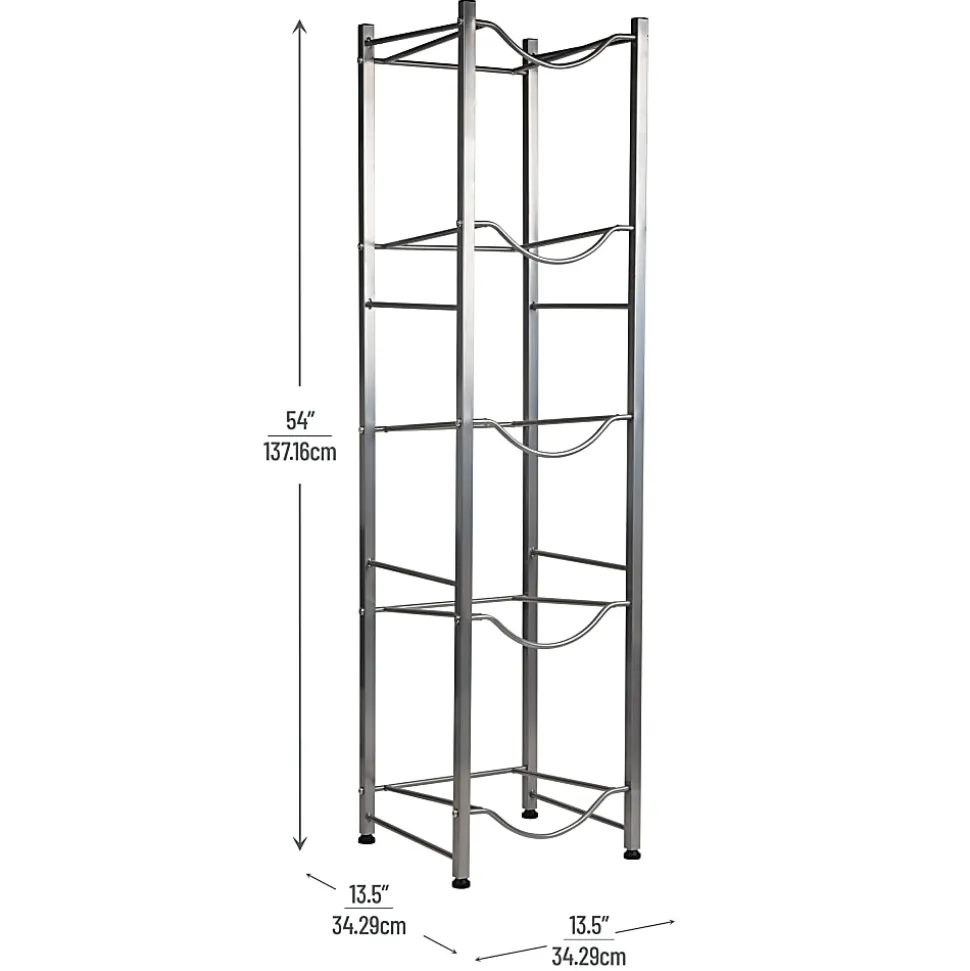 Mind Reader Heavy Duty 5-Tier Water Jug Stand, Metal, 54"H x 13-1/2" L x 13-1/2"W, Silver
