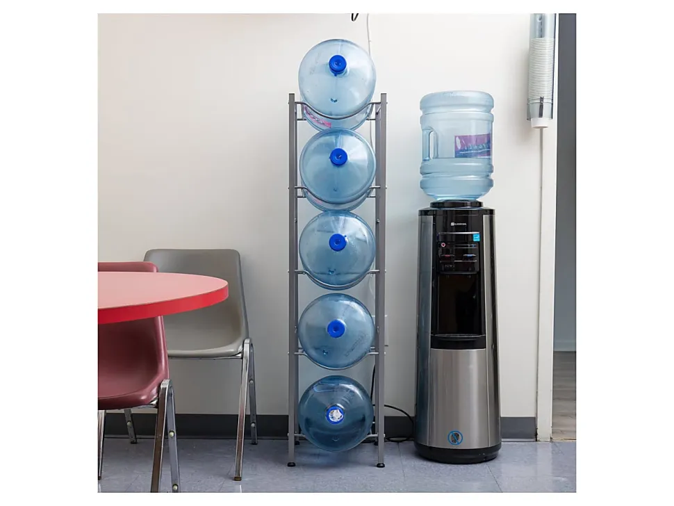 Mind Reader Heavy Duty 5-Tier Water Jug Stand, Metal, 54"H x 13-1/2" L x 13-1/2"W, Silver