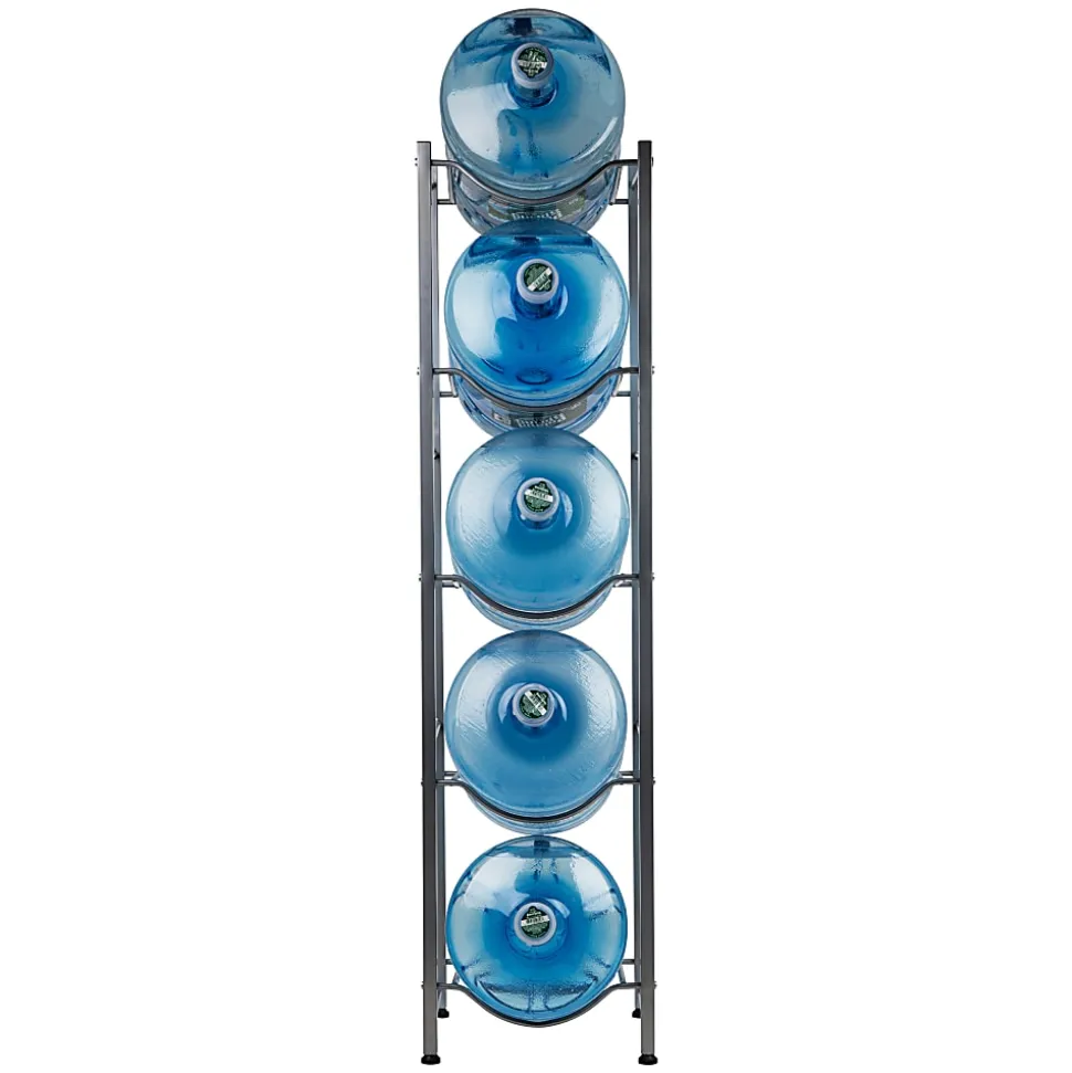 Mind Reader Heavy Duty 5-Tier Water Jug Stand, Metal, 54"H x 13-1/2" L x 13-1/2"W, Silver