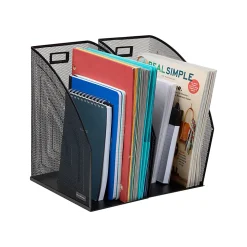 Mind Reader Large Vertical File Storage Basket 12-1/2"H x 10"W x 6-1/4"D, Black, Pack Of 2 Holders