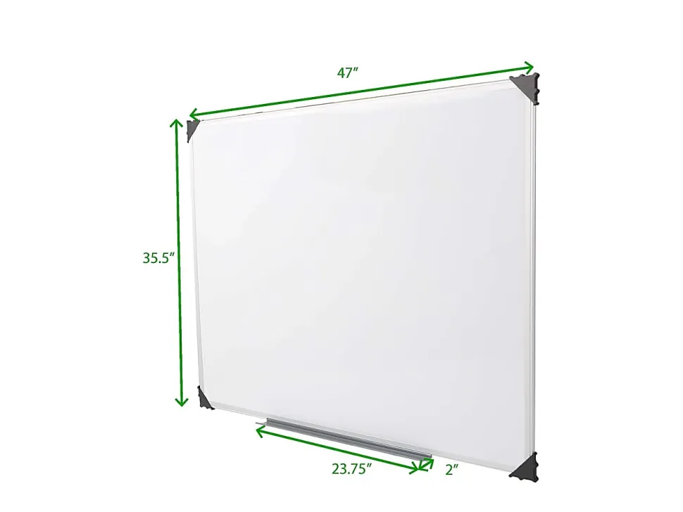 Mind Reader Magnetic Dry-Erase White Board Wall Mount with Marker Shelf, 1/2"H x 36"W x 47-3/4"L, White