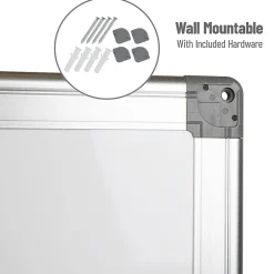 Mind Reader Magnetic Dry-Erase White Board Wall Mount with Marker Shelf, 1/2"H x 36"W x 47-3/4"L, White