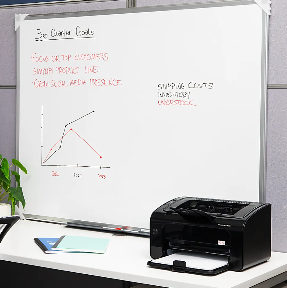 Mind Reader Magnetic Dry-Erase White Board Wall Mount with Marker Shelf, 1/2"H x 36"W x 47-3/4"L, White