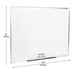 Mind Reader Magnetic Dry-Erase White Board Wall Mount with Marker Shelf, 1/2