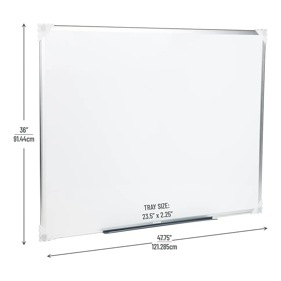Mind Reader Magnetic Dry-Erase White Board Wall Mount with Marker Shelf, 1/2"H x 36"W x 47-3/4"L, White