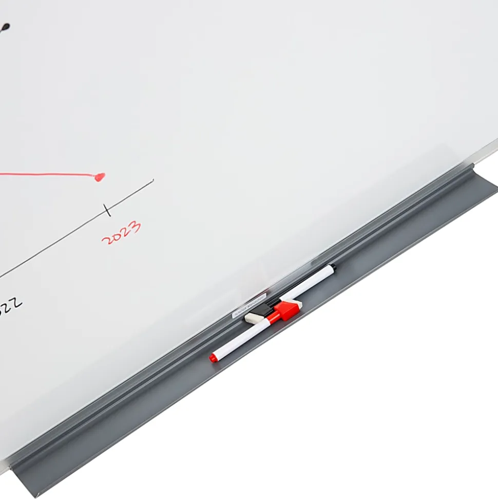 Mind Reader Magnetic Dry-Erase White Board Wall Mount with Marker Shelf, 1/2"H x 36"W x 47-3/4"L, White