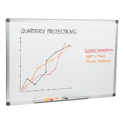 Mind Reader Magnetic Dry Erase White Board Wall Mount Eraser Marker Shelf, 1/2