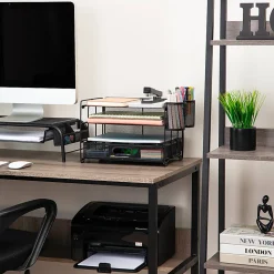 Mind Reader Mesh Desk Organizer, 9"H x 9-1/4"W X 12-3/4"D, Black