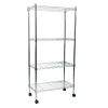 Mind Reader Metal Adjustable 4-Tier Industrial Storage Shelves with Wheels, 49-1/2"H x 13-1/2"W x 23-1/4"L, Silver