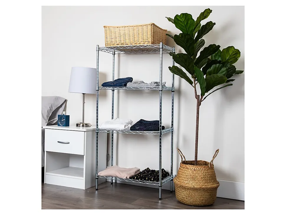 Mind Reader Metal Adjustable Storage Shelves, 4-Tier, 48"H x 11-3/4"W x 23-1/2"L, Silver