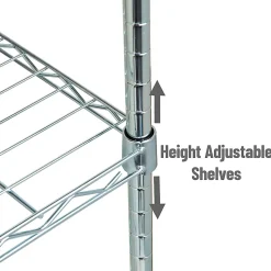 Mind Reader Metal Adjustable Storage Shelves, 4-Tier, 48"H x 11-3/4"W x 23-1/2"L, Silver