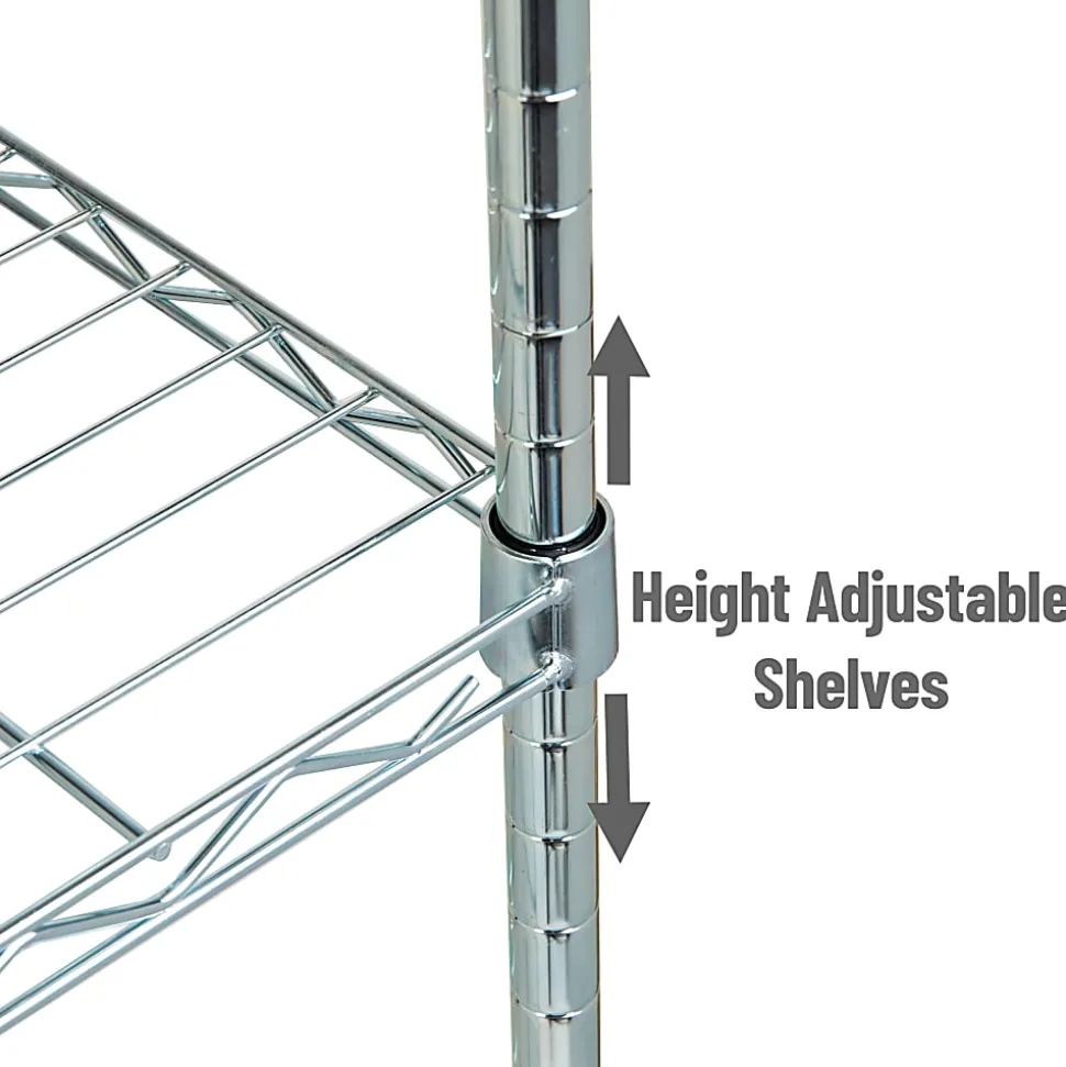 Mind Reader Metal Adjustable Storage Shelves, 4-Tier, 48"H x 11-3/4"W x 23-1/2"L, Silver