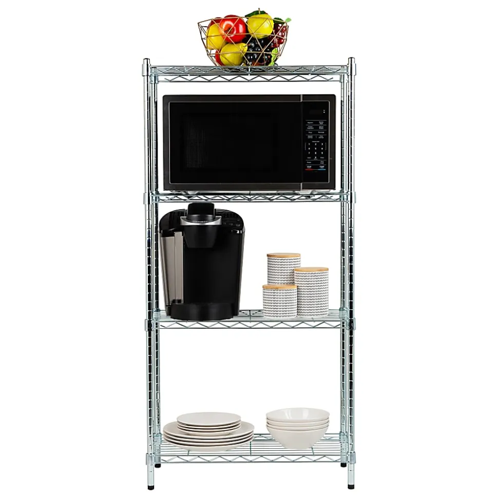 Mind Reader Metal Adjustable Storage Shelves, 4-Tier, 48"H x 11-3/4"W x 23-1/2"L, Silver