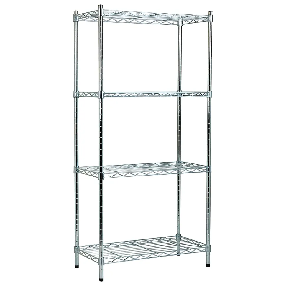 Mind Reader Metal Adjustable Storage Shelves, 4-Tier, 48"H x 11-3/4"W x 23-1/2"L, Silver