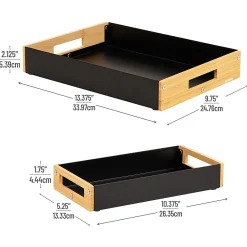 Mind Reader Metal And Wood Tiered Desktop Organizer Trays, 2-7/8”H x 13-3/4”W x 9-3/4”D, Black, Total Qty 2