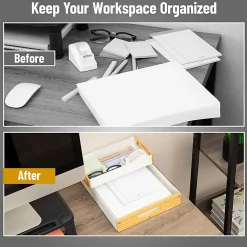 Mind Reader Metal And Wood Tiered Desktop Organizer Trays, 2-7/8”H x 13-3/4”W x 9-3/4”D, White, Total Qty 2