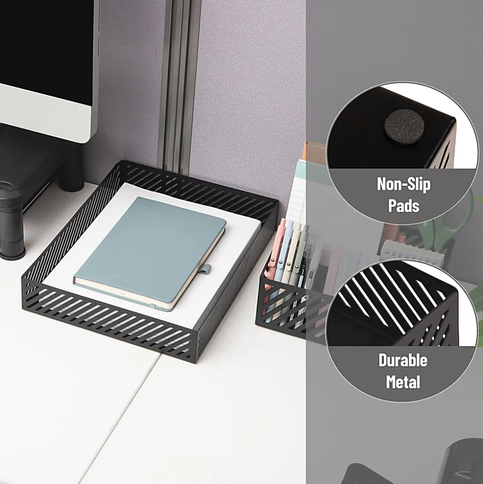Mind Reader Metal Letter-Size Paper Tray, 2-1/4”H x 12-3/4”W x 9-3/4”D, Black, Total Qty 1