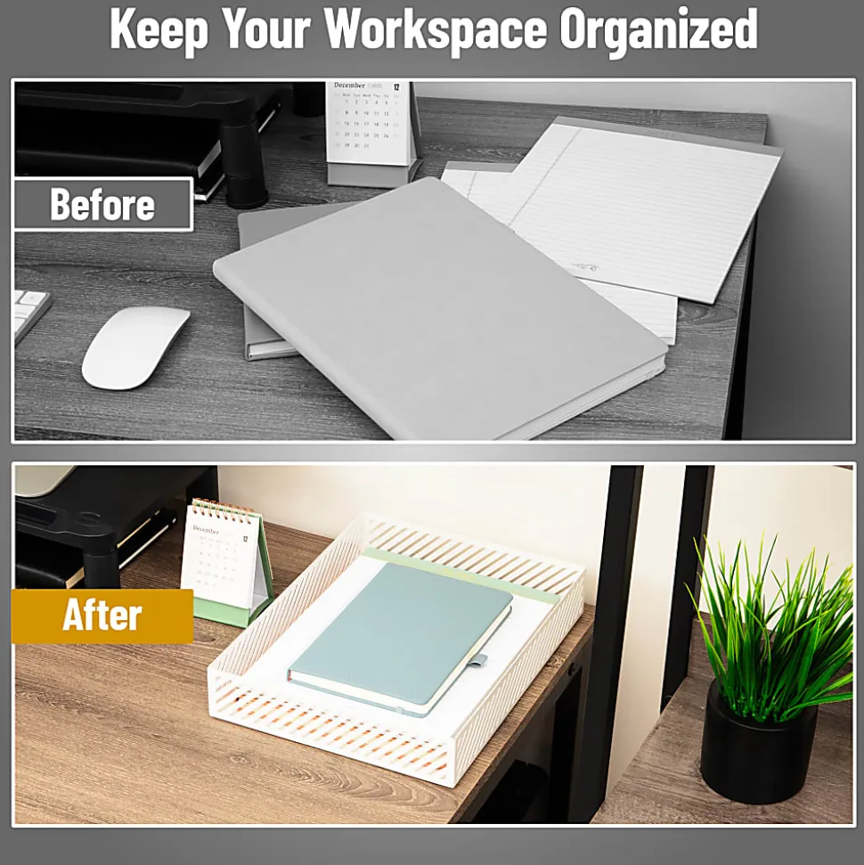 Mind Reader Metal Letter-Size Paper Tray, 2-1/4”H x 12-3/4”W x 9-3/4”D, White, Total Qty 1