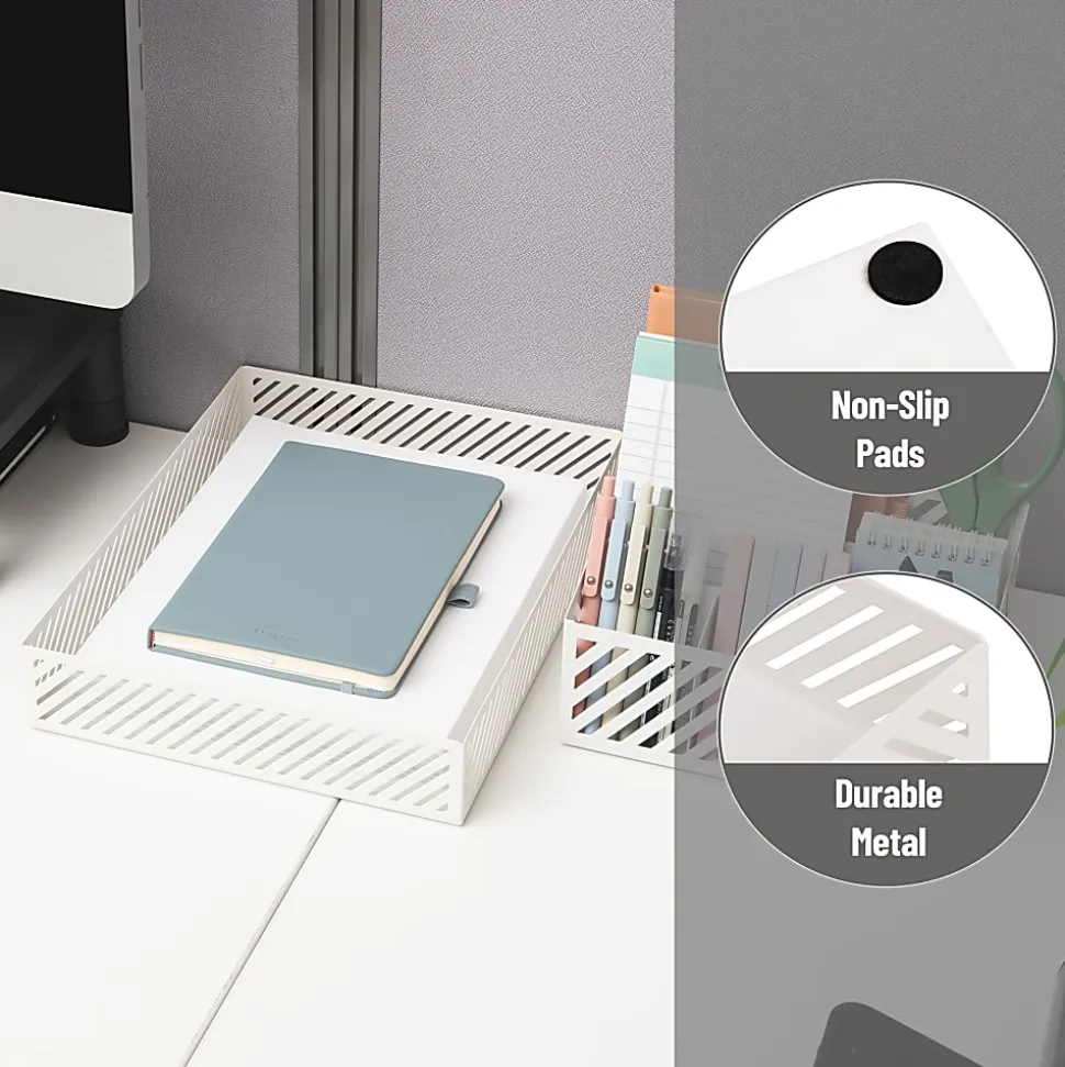 Mind Reader Metal Letter-Size Paper Tray, 2-1/4”H x 12-3/4”W x 9-3/4”D, White, Total Qty 1