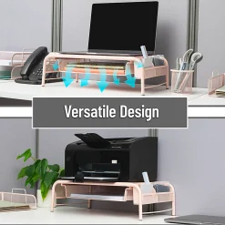Mind Reader Metal Mesh Monitor Stand, 5-1/2"H x 11-1/2"W x 20"D, Pink