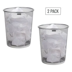 Mind Reader Metal Mesh Trash Cans, 4.4 Gallon, 13-3/4"H x 11-1/2"W x 11-1/2"D, Silver, Pack Of 2 Cans