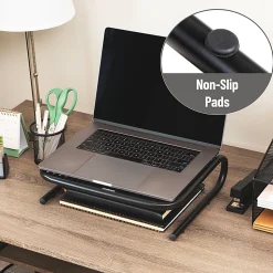 Mind Reader Metal Monitor Stand Ventilated Laptop Riser Desktop Organizer, 4-1/4