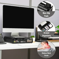 Mind Reader Metal Monitor Stand and Desk Organizer, 3